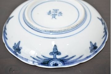 江戸期　古伊万里　富長貴春　色絵　湯呑・小皿セット(蕎麦猪口、和食器)(R-047727)