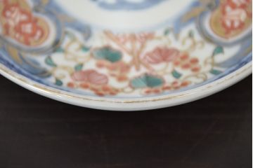 江戸期　古伊万里　富長貴春　小皿2枚(色絵、染付、和食器)(R-047728)