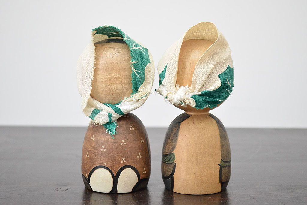 秋田　三浦節子　創作こけし6体　絵馬1枚(わらしっこ)(R-047730)