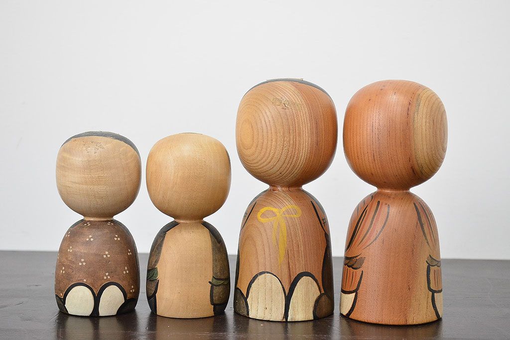 秋田　三浦節子　創作こけし6体　絵馬1枚(わらしっこ)(R-047730)