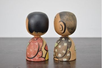 秋田　三浦節子　創作こけし6体　絵馬1枚(わらしっこ)(R-047730)