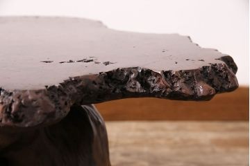 和製アンティーク　総カリン材製!美しい鳥眼杢が見られる存在感のある座卓(花台、飾り台、花梨材)(R-047785)