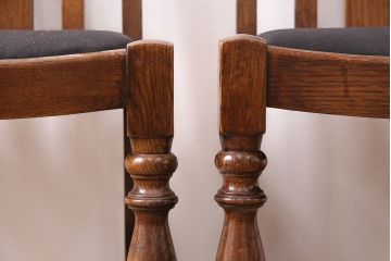 イギリスアンティーク　挽き物の脚が目を引くオーク材製のチェア2脚セット(ダイニングチェア、椅子)(R-047805)