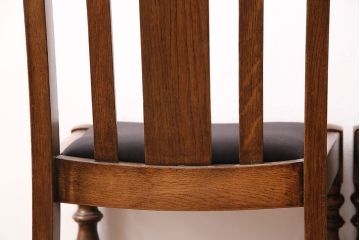イギリスアンティーク　挽き物の脚が目を引くオーク材製のチェア2脚セット(ダイニングチェア、椅子)(R-047805)