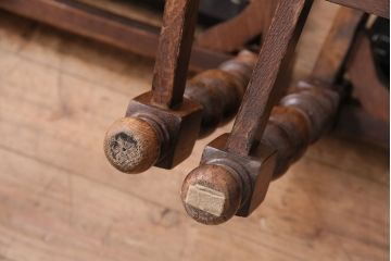 イギリスアンティーク　挽き物の脚が目を引くオーク材製のチェア2脚セット(ダイニングチェア、椅子)(R-047805)