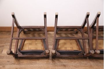 イギリスアンティーク　オーク材　落ち着いた雰囲気が魅力のシンプルなチェア4脚セット(ダイニングチェア、椅子)(R-047809)