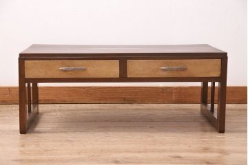 昭和レトロ　2色の色使いが存在感を程よく放つ文机(座卓、座机、ローテーブル、センターテーブル)(R-047815)