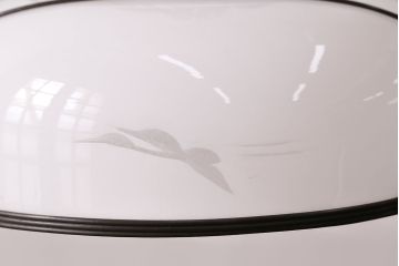 アンティーク照明　セルロイド装飾　柔らかな光に飛ぶ鶴が浮かぶ天井照明(ペンダントライト、吊り下げ照明、セル巻)(R-047823)