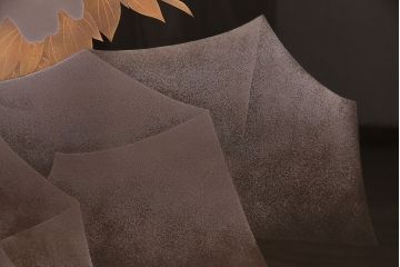 中古　美品　民芸家具　輪島塗　井波唯志作　萩に牡丹　金銀蒔絵　蒔絵の意匠が見事な大振りの衝立(定価約450万円)(つい立て)(R-047826)