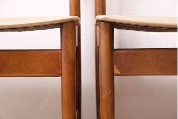 イギリスビンテージ　背もたれのデザインがアクセントになるチーク材のチェア4脚セット(ダイニングチェア、椅子、バラ売り可能)(R-047837)