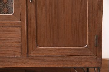 和製アンティーク　スタイリッシュに生まれ変わったレトロモダンな組子入り箪笥ローボード(時代箪笥、収納棚、戸棚)(R-047840)