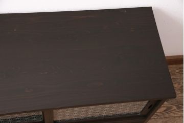 和製アンティーク　当店オリジナル模様のガラス入り!味わい深い前面桐材製の箪笥ローボード(収納棚、テレビ台、テレビボード)(R-047842)