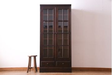 中古美品　北海道民芸家具　HM114K　スリムで上品な本箱(ブックケース、キャビネット、飾り棚)(定価約25万7千円)