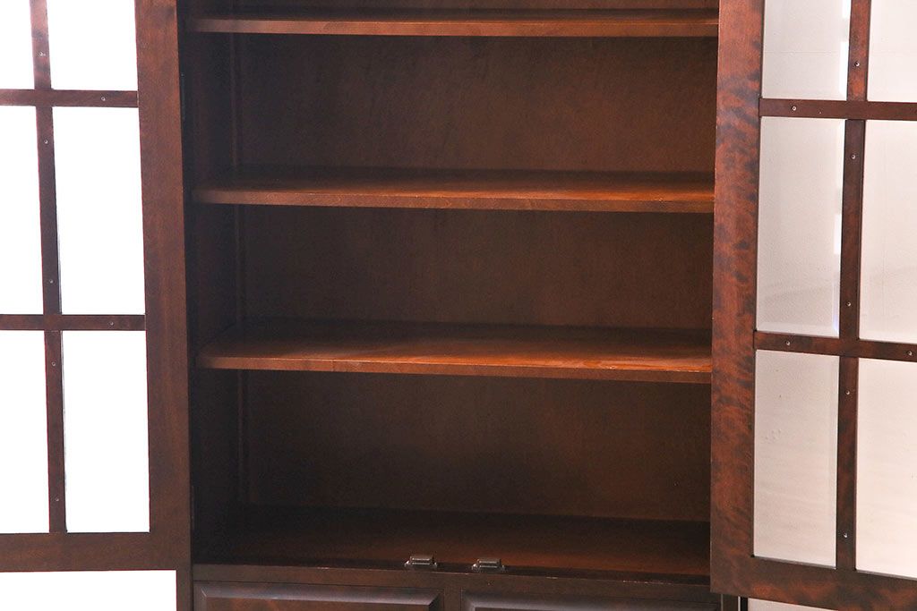 中古美品　北海道民芸家具　HM114K　スリムで上品な本箱(ブックケース、キャビネット、飾り棚)(定価約25万7千円)