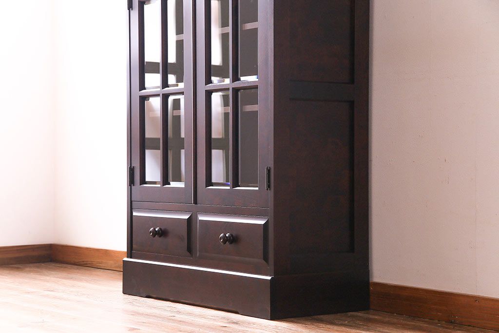 中古美品　北海道民芸家具　HM114K　スリムで上品な本箱(ブックケース、キャビネット、飾り棚)(定価約25万7千円)