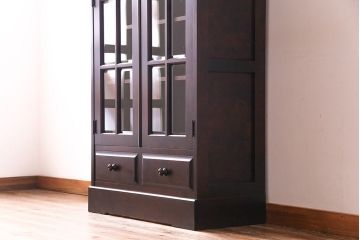 中古美品　北海道民芸家具　HM114K　スリムで上品な本箱(ブックケース、キャビネット、飾り棚)(定価約25万7千円)