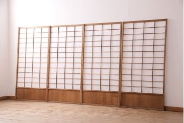 アンティーク建具　シンプルで取り入れやすい障子戸4枚セット(引き戸、建具)(R-047851)