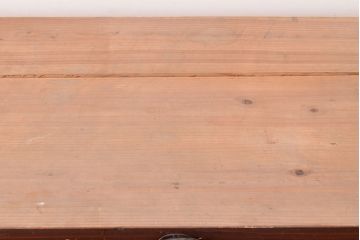 和製アンティーク　前面ケヤキ材　鶴亀金具　時代の風情が漂う二本松箪笥のローボード(衣装箪笥、整理箪笥、引き出し、リビングボード)(R-047856)