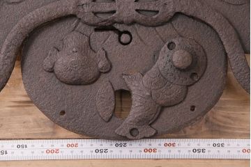 アンティーク雑貨　巾着モチーフが魅力的な蔵戸の錠前金具(ディスプレイ雑貨、蔵戸パーツ)(R-047868)