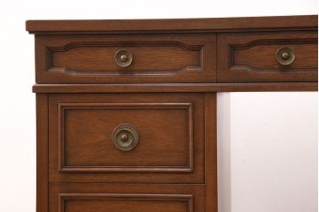 中古　DREXEL HERITAGE(ドレクセルヘリテイジ)　Triune(トライユン)　レザートップが格好いいマホガニー材製のデスク(両袖机、在宅ワーク、在宅用ワークデスク)(定価約75万円)(R-047872)