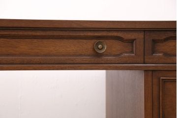 中古　DREXEL HERITAGE(ドレクセルヘリテイジ)　Triune(トライユン)　レザートップが格好いいマホガニー材製のデスク(両袖机、在宅ワーク、在宅用ワークデスク)(定価約75万円)(R-047872)