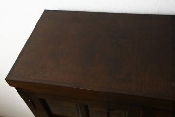 中古　松本民芸家具　シックな佇まいが魅力のG-1型面取り食器棚(収納棚、カップボード)(R-047878)