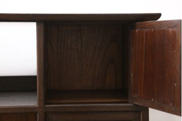 ヴィンテージ　松本民芸家具　絶版品!直線的なデザインが美しい戸棚(収納棚、サイドボード、ビンテージ)(R-047892)