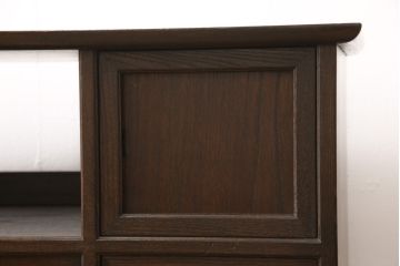 ヴィンテージ　松本民芸家具　絶版品!直線的なデザインが美しい戸棚(収納棚、サイドボード、ビンテージ)(R-047892)