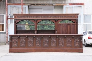 イギリスアンティーク　マホガニー材　店舗什器におすすめ!映画のセットのような存在感を放つ、超特大サイズのバーカウンター(パブカウンター)(R-047899)