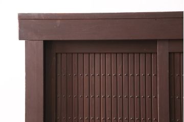 和製アンティーク　前面ヒノキ材・ケヤキ材　関西水屋　上品な和の雰囲気づくりにおすすめな収納棚(水屋箪笥、戸棚、サイドボード)(R-047907)
