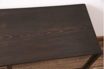 和製アンティーク　ダークな色味が大人っぽい、当店オリジナルの組子入り引き戸の箪笥ローボード(収納棚、戸棚)(R-047910)