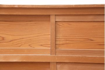 中古　民芸家具　杉材・桜皮　網代引戸が目を引く、手の込んだ造りが魅力の置き水屋(置水屋、茶水屋、茶道具、戸棚)(R-047931)