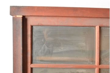 和製アンティーク　前面ケヤキ材　赤みがかった木色が目を引く上手物の重ね戸棚(収納棚、食器棚、キャビネット、ガラス戸棚)(R-047947)