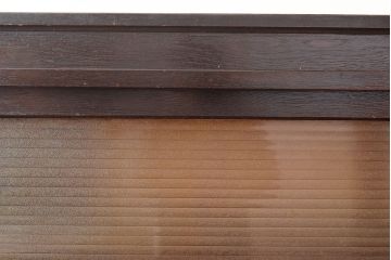 和製アンティーク　ナラ材製　たっぷり収納できるのが嬉しい銀モールガラス入り戸棚(食器棚、収納棚、キャビネット、ガラス戸棚)(R-047954)