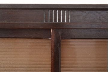 和製アンティーク　ナラ材製　たっぷり収納できるのが嬉しい銀モールガラス入り戸棚(食器棚、収納棚、キャビネット、ガラス戸棚)(R-047954)