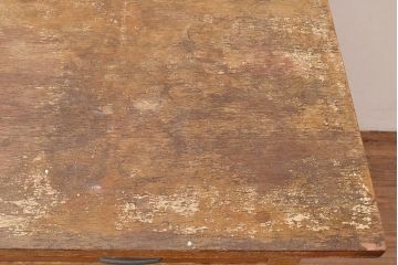 昭和レトロ　味わい深い佇まいが懐かしい空間づくりを叶える、ナラ材製の机(学習机、在宅ワーク、在宅用平机、在宅ワーク、在宅用ワークデスク)(R-047959)