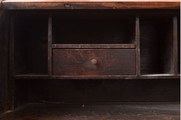 イギリスアンティーク　オーク材の深みのある木色が素敵なロールトップデスク(机、在宅ワーク、在宅用両袖机、在宅ワーク、在宅用ワークデスク)(R-047963)