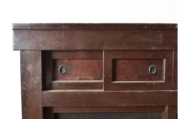 和製アンティーク　前面ヒノキ材・ケヤキ材　5尺が珍しい!年月を経た味わいが楽しめる明治期の水屋箪笥(五尺、重ね箪笥、収納棚、食器棚、キャビネット)(R-047968)