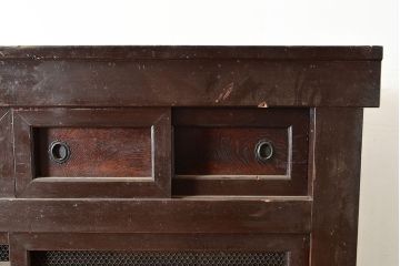 和製アンティーク　前面ヒノキ材・ケヤキ材　5尺が珍しい!年月を経た味わいが楽しめる明治期の水屋箪笥(五尺、重ね箪笥、収納棚、食器棚、キャビネット)(R-047968)