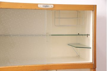 イギリスヴィンテージ　作業台付きが嬉しい!レトロなキッチンキャビネット(食器棚、収納棚、戸棚、ビンテージ)(R-047971)