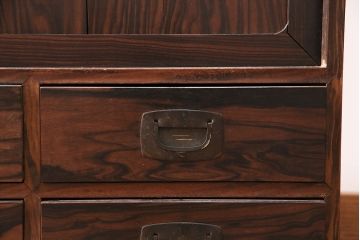 和製アンティーク　黒田箪笥店　希少な黒檀材を前面に使用した上品なテレビ台(サイドボード、ローボード、リビングボード)(R-047972)
