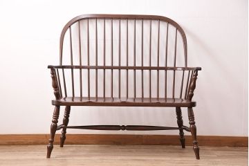 中古　松本民芸家具　#513型　2人掛け　長ウィンザーチェア(二人掛ベンチ、長椅子、ウインザーチェア)(R-047976)