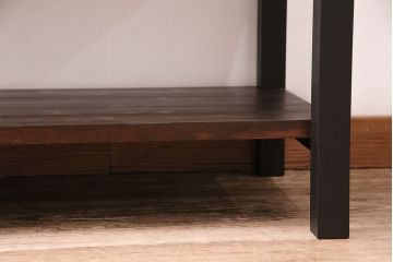 和製アンティーク　当店リメイク　前面ヒノキ材　大きな十字金具がアクセントになった、観音開きの時代箪笥サイドボード(引き出し)(R-047981)