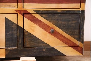 中古　イギリス製　HALO(ハロ)　REGIMENT 9DRAWERS CHEST(レジメント 9ドロワーズ チェスト)　斬新なデザイン!ユニオンジャックが印象的なチェスト(定価約35万円)(引き出し)(R-047983)