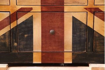 中古　イギリス製　HALO(ハロ)　REGIMENT 9DRAWERS CHEST(レジメント 9ドロワーズ チェスト)　斬新なデザイン!ユニオンジャックが印象的なチェスト(定価約35万円)(引き出し)(R-047983)