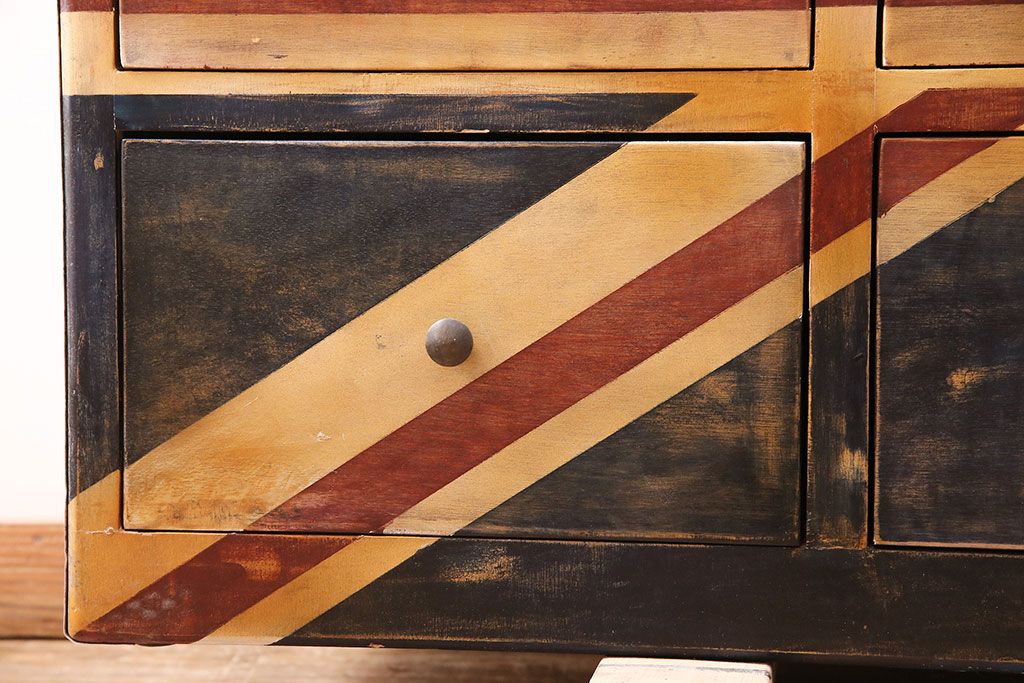 中古　イギリス製　HALO(ハロ)　REGIMENT 9DRAWERS CHEST(レジメント 9ドロワーズ チェスト)　斬新なデザイン!ユニオンジャックが印象的なチェスト(定価約35万円)(引き出し)(R-047983)