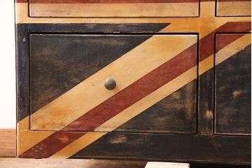 中古　イギリス製　HALO(ハロ)　REGIMENT 9DRAWERS CHEST(レジメント 9ドロワーズ チェスト)　斬新なデザイン!ユニオンジャックが印象的なチェスト(定価約35万円)(引き出し)(R-047983)