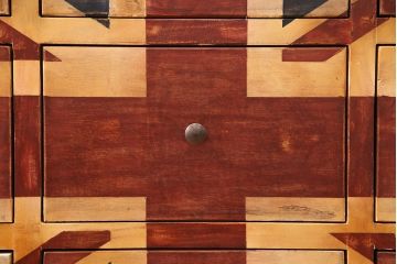 中古　イギリス製　HALO(ハロ)　REGIMENT 9DRAWERS CHEST(レジメント 9ドロワーズ チェスト)　斬新なデザイン!ユニオンジャックが印象的なチェスト(定価約35万円)(引き出し)(R-047983)