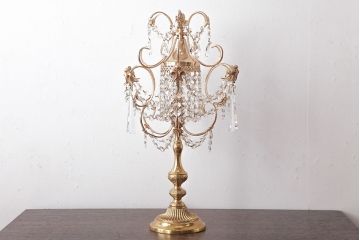 中古　海外製　幻想的なムード作りにぴったり!煌びやかな光を放つガラスドロップのテーブルランプ(スタンドライト、卓上照明)(R-047986)