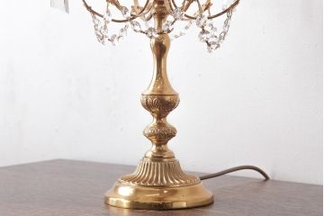 中古　海外製　幻想的なムード作りにぴったり!煌びやかな光を放つガラスドロップのテーブルランプ(スタンドライト、卓上照明)(R-047986)